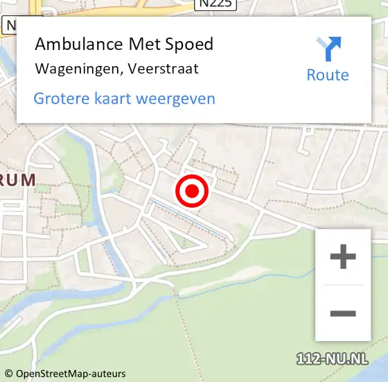 Locatie op kaart van de 112 melding: Ambulance Met Spoed Naar Wageningen, Veerstraat op 16 februari 2022 13:36