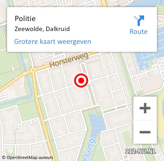 Locatie op kaart van de 112 melding: Politie Zeewolde, Dalkruid op 16 februari 2022 13:42