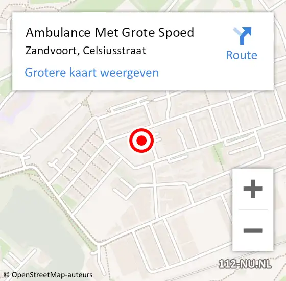 Locatie op kaart van de 112 melding: Ambulance Met Grote Spoed Naar Zandvoort, Celsiusstraat op 16 februari 2022 13:43