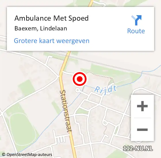 Locatie op kaart van de 112 melding: Ambulance Met Spoed Naar Baexem, Lindelaan op 16 februari 2022 13:51