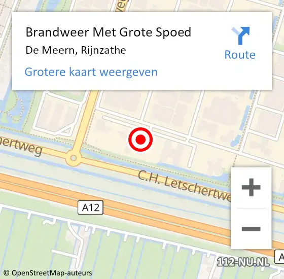 Locatie op kaart van de 112 melding: Brandweer Met Grote Spoed Naar De Meern, Rijnzathe op 16 februari 2022 13:53