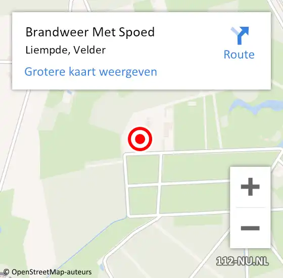 Locatie op kaart van de 112 melding: Brandweer Met Spoed Naar Liempde, Velder op 16 februari 2022 13:55