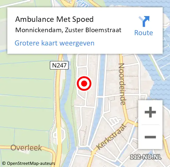 Locatie op kaart van de 112 melding: Ambulance Met Spoed Naar Monnickendam, Zuster Bloemstraat op 16 februari 2022 14:01