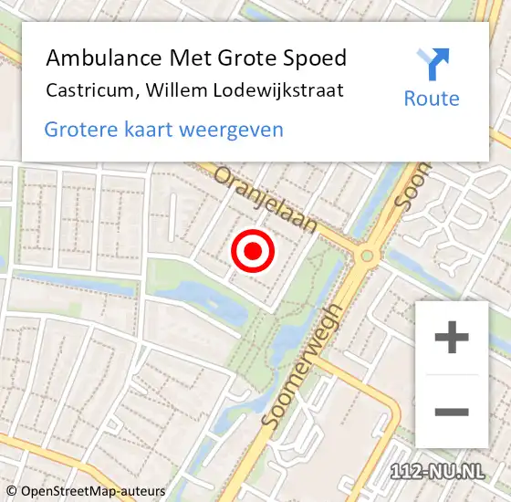 Locatie op kaart van de 112 melding: Ambulance Met Grote Spoed Naar Castricum, Willem Lodewijkstraat op 16 februari 2022 14:03