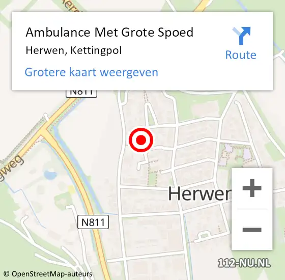 Locatie op kaart van de 112 melding: Ambulance Met Grote Spoed Naar Herwen, Kettingpol op 16 februari 2022 14:05