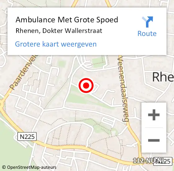 Locatie op kaart van de 112 melding: Ambulance Met Grote Spoed Naar Rhenen, Dokter Wallerstraat op 16 februari 2022 14:24