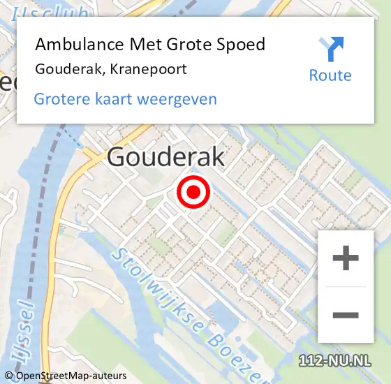 Locatie op kaart van de 112 melding: Ambulance Met Grote Spoed Naar Gouderak, Kranepoort op 16 februari 2022 14:33