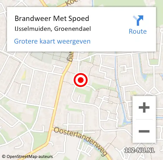 Locatie op kaart van de 112 melding: Brandweer Met Spoed Naar IJsselmuiden, Groenendael op 16 februari 2022 15:08