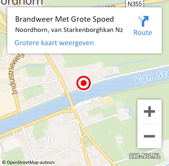 Locatie op kaart van de 112 melding: Brandweer Met Grote Spoed Naar Noordhorn, van Starkenborghkan Nz op 16 februari 2022 15:26