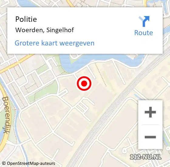 Locatie op kaart van de 112 melding: Politie Woerden, Singelhof op 16 februari 2022 15:51