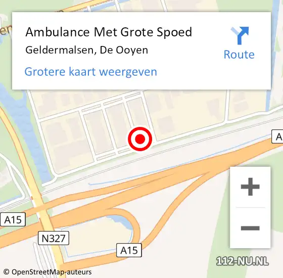 Locatie op kaart van de 112 melding: Ambulance Met Grote Spoed Naar Geldermalsen, De Ooyen op 16 februari 2022 16:02