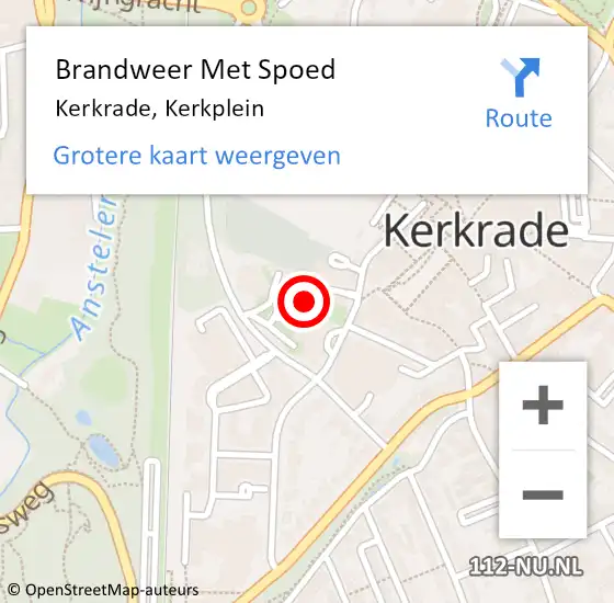 Locatie op kaart van de 112 melding: Brandweer Met Spoed Naar Kerkrade, Kerkplein op 16 februari 2022 16:19