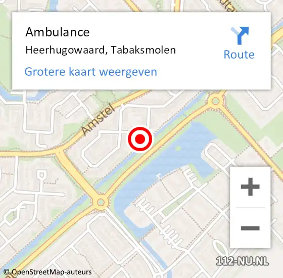 Locatie op kaart van de 112 melding: Ambulance Heerhugowaard, Tabaksmolen op 16 februari 2022 16:38