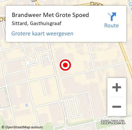 Locatie op kaart van de 112 melding: Brandweer Met Grote Spoed Naar Sittard, Gasthuisgraaf op 16 februari 2022 16:42