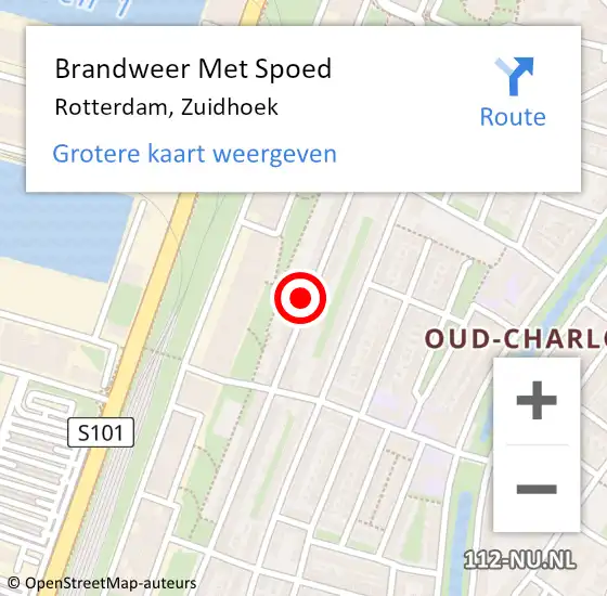 Locatie op kaart van de 112 melding: Brandweer Met Spoed Naar Rozenburg, Zuidhoek op 16 februari 2022 16:47