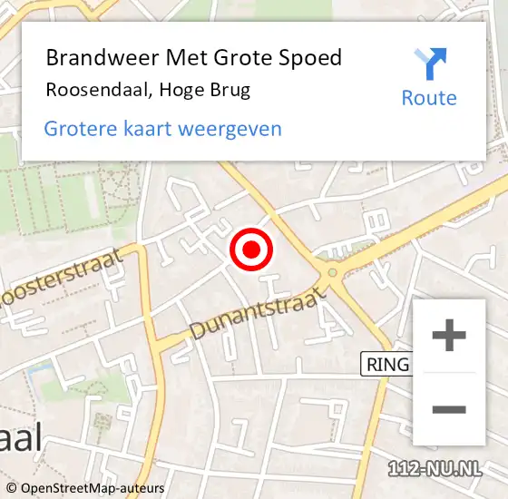 Locatie op kaart van de 112 melding: Brandweer Met Grote Spoed Naar Roosendaal, Hoge Brug op 16 februari 2022 16:50