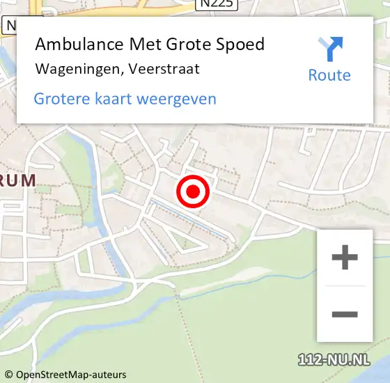 Locatie op kaart van de 112 melding: Ambulance Met Grote Spoed Naar Wageningen, Veerstraat op 16 februari 2022 16:52