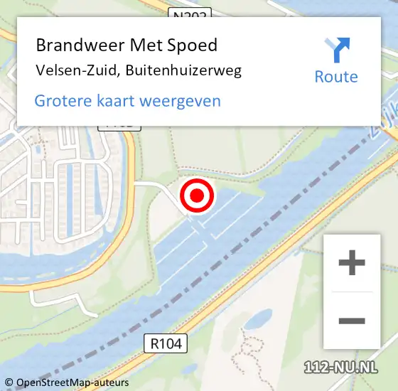 Locatie op kaart van de 112 melding: Brandweer Met Spoed Naar Velsen-Zuid, Buitenhuizerweg op 16 februari 2022 16:55