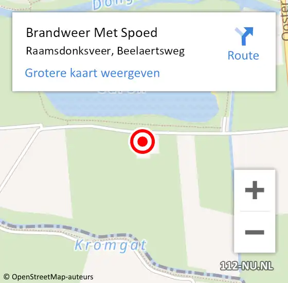 Locatie op kaart van de 112 melding: Brandweer Met Spoed Naar Raamsdonksveer, Beelaertsweg op 16 februari 2022 16:59