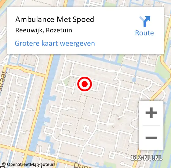 Locatie op kaart van de 112 melding: Ambulance Met Spoed Naar Reeuwijk, Rozetuin op 16 februari 2022 17:02