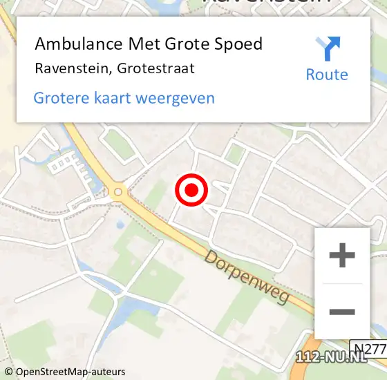 Locatie op kaart van de 112 melding: Ambulance Met Grote Spoed Naar Ravenstein, Grotestraat op 16 februari 2022 17:12