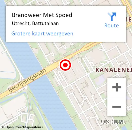 Locatie op kaart van de 112 melding: Brandweer Met Spoed Naar Utrecht, Battutalaan op 16 februari 2022 17:30