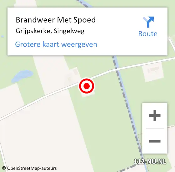 Locatie op kaart van de 112 melding: Brandweer Met Spoed Naar Grijpskerke, Singelweg op 16 februari 2022 17:34