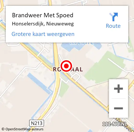 Locatie op kaart van de 112 melding: Brandweer Met Spoed Naar Honselersdijk, Nieuweweg op 16 februari 2022 17:39