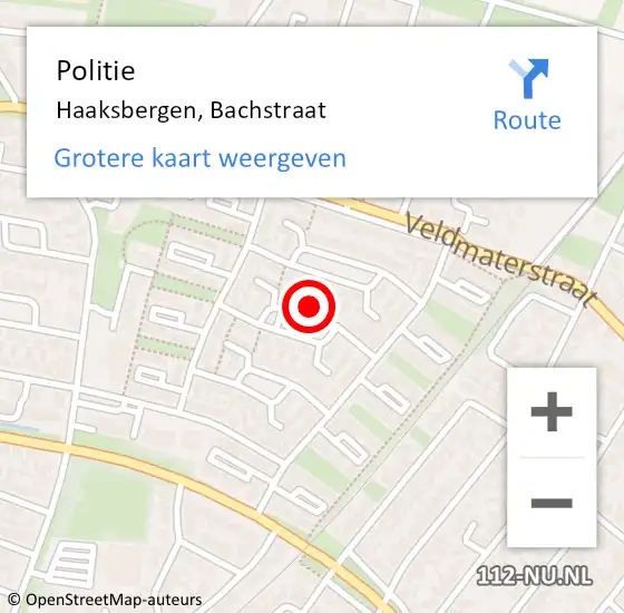 Locatie op kaart van de 112 melding: Politie Haaksbergen, Bachstraat op 16 februari 2022 17:40