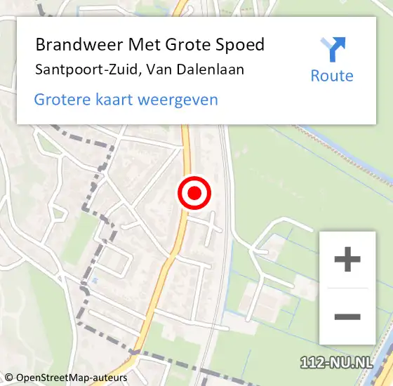 Locatie op kaart van de 112 melding: Brandweer Met Grote Spoed Naar Santpoort-Zuid, Van Dalenlaan op 16 februari 2022 17:49