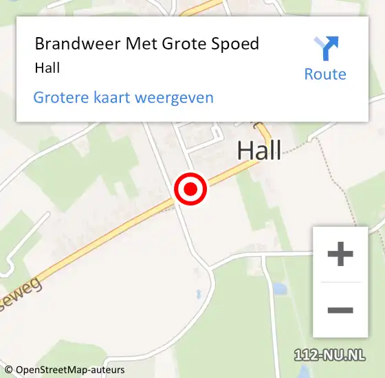 Locatie op kaart van de 112 melding: Brandweer Met Grote Spoed Naar Hall op 16 februari 2022 17:55