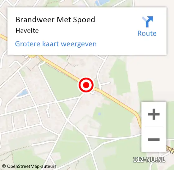 Locatie op kaart van de 112 melding: Brandweer Met Spoed Naar Havelte op 16 februari 2022 18:32