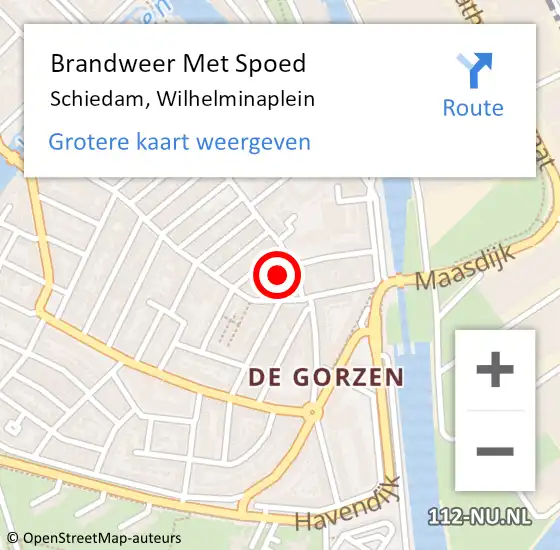 Locatie op kaart van de 112 melding: Brandweer Met Spoed Naar Schiedam, Wilhelminaplein op 16 februari 2022 18:40
