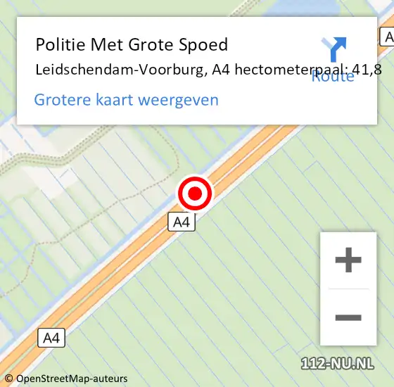 Locatie op kaart van de 112 melding: Politie Met Grote Spoed Naar Leidschendam-Voorburg, A4 hectometerpaal: 41,8 op 16 februari 2022 18:45