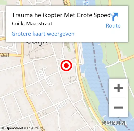 Locatie op kaart van de 112 melding: Trauma helikopter Met Grote Spoed Naar Cuijk, Maasstraat op 16 februari 2022 19:06