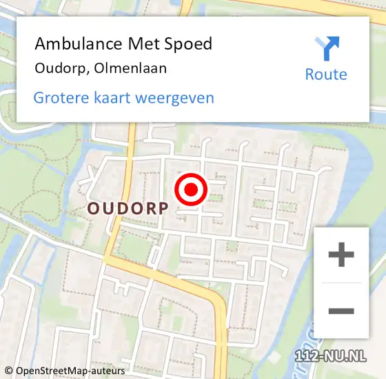 Locatie op kaart van de 112 melding: Ambulance Met Spoed Naar Oudorp, Olmenlaan op 8 juli 2014 13:24