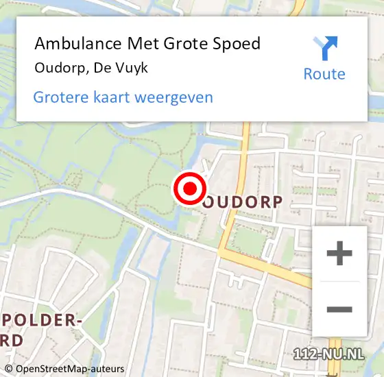 Locatie op kaart van de 112 melding: Ambulance Met Grote Spoed Naar Oudorp, De Vuyk op 16 februari 2022 19:37