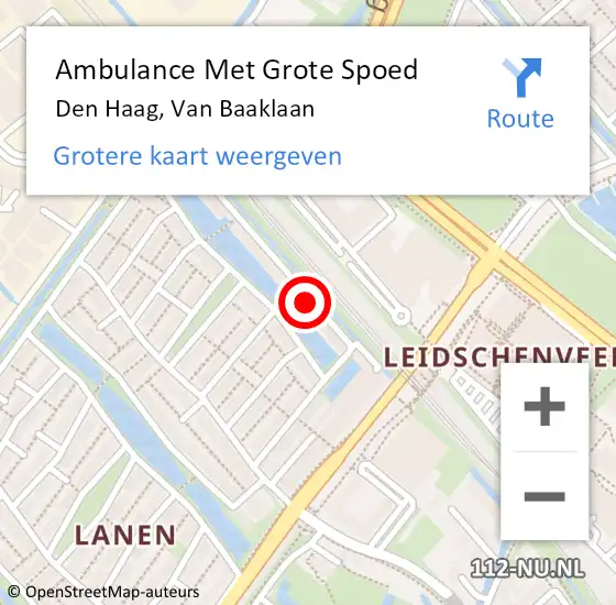 Locatie op kaart van de 112 melding: Ambulance Met Grote Spoed Naar Den Haag, Van Baaklaan op 16 februari 2022 19:43