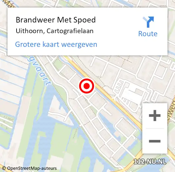 Locatie op kaart van de 112 melding: Brandweer Met Spoed Naar Uithoorn, Cartografielaan op 16 februari 2022 19:49