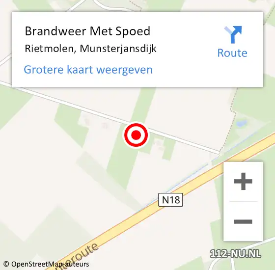 Locatie op kaart van de 112 melding: Brandweer Met Spoed Naar Rietmolen, Munsterjansdijk op 16 februari 2022 19:57