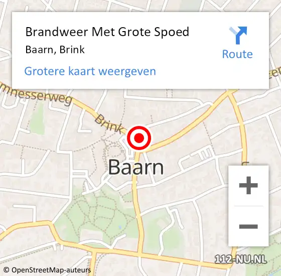 Locatie op kaart van de 112 melding: Brandweer Met Grote Spoed Naar Baarn, Brink op 16 februari 2022 20:03