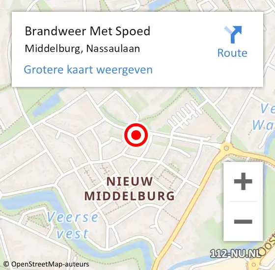 Locatie op kaart van de 112 melding: Brandweer Met Spoed Naar Middelburg, Nassaulaan op 16 februari 2022 20:50