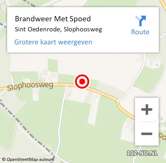 Locatie op kaart van de 112 melding: Brandweer Met Spoed Naar Sint Oedenrode, Slophoosweg op 16 februari 2022 20:56