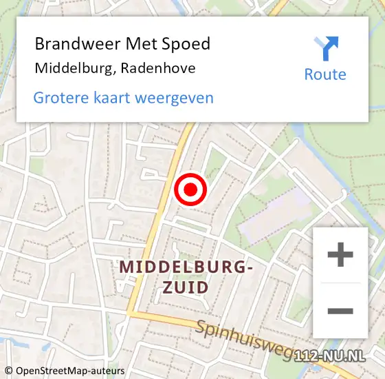 Locatie op kaart van de 112 melding: Brandweer Met Spoed Naar Middelburg, Radenhove op 16 februari 2022 21:02