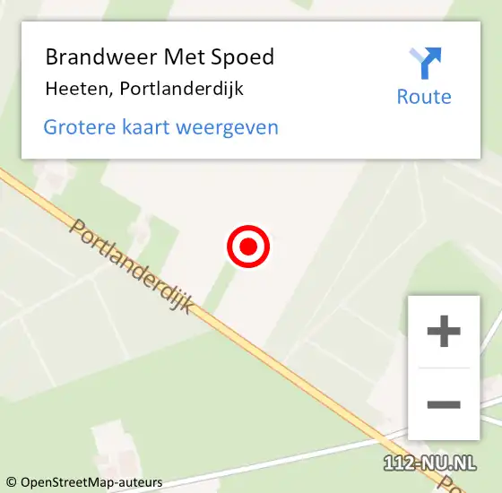 Locatie op kaart van de 112 melding: Brandweer Met Spoed Naar Heeten, Portlanderdijk op 16 februari 2022 21:02