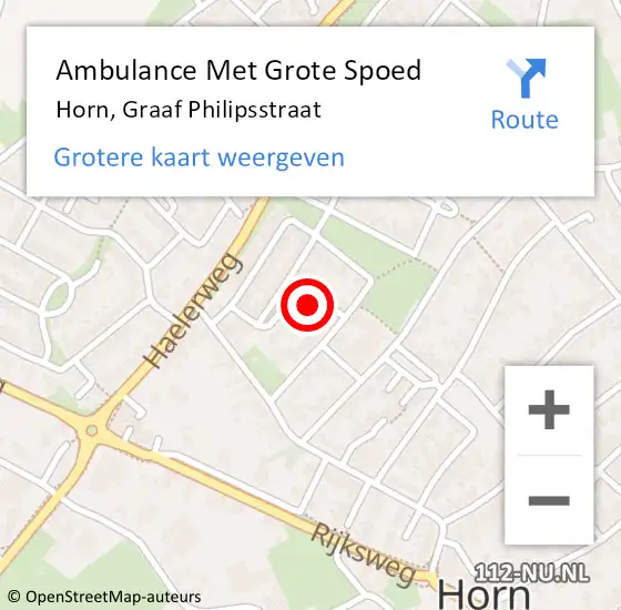Locatie op kaart van de 112 melding: Ambulance Met Grote Spoed Naar Horn, Graaf Philipsstraat op 16 februari 2022 21:11