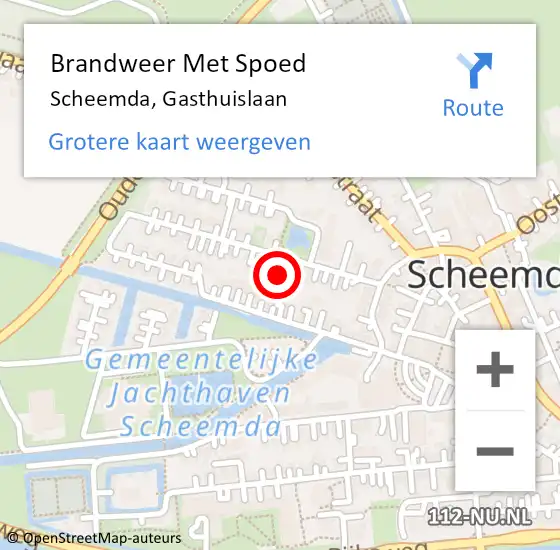 Locatie op kaart van de 112 melding: Brandweer Met Spoed Naar Scheemda, Gasthuislaan op 16 februari 2022 21:11