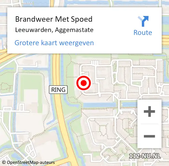 Locatie op kaart van de 112 melding: Brandweer Met Spoed Naar Leeuwarden, Aggemastate op 16 februari 2022 21:12