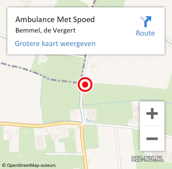 Locatie op kaart van de 112 melding: Ambulance Met Spoed Naar Bemmel, de Vergert op 16 februari 2022 21:16