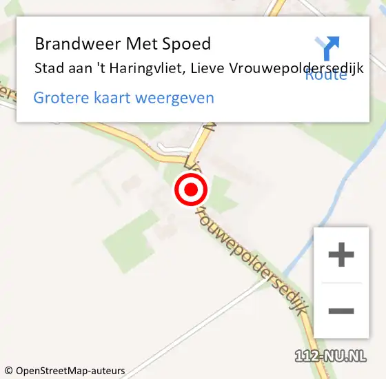 Locatie op kaart van de 112 melding: Brandweer Met Spoed Naar Stad aan 't Haringvliet, Lieve Vrouwepoldersedijk op 16 februari 2022 21:19